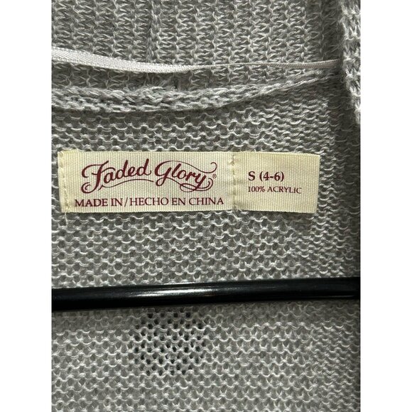 Faded Glory Womens Light Gray Heather Open Front Cardigan Sweater Sz Small - Picture 5 of 11